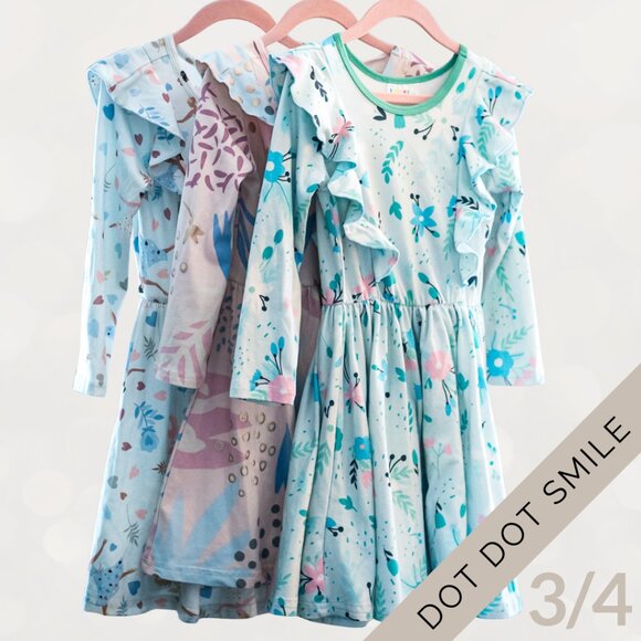 Dot Dot Smile Other - Dot Dot Smile SIZE 3/4 Long Sleeve Twirl Dresses – Bundle of 3 (Girls)